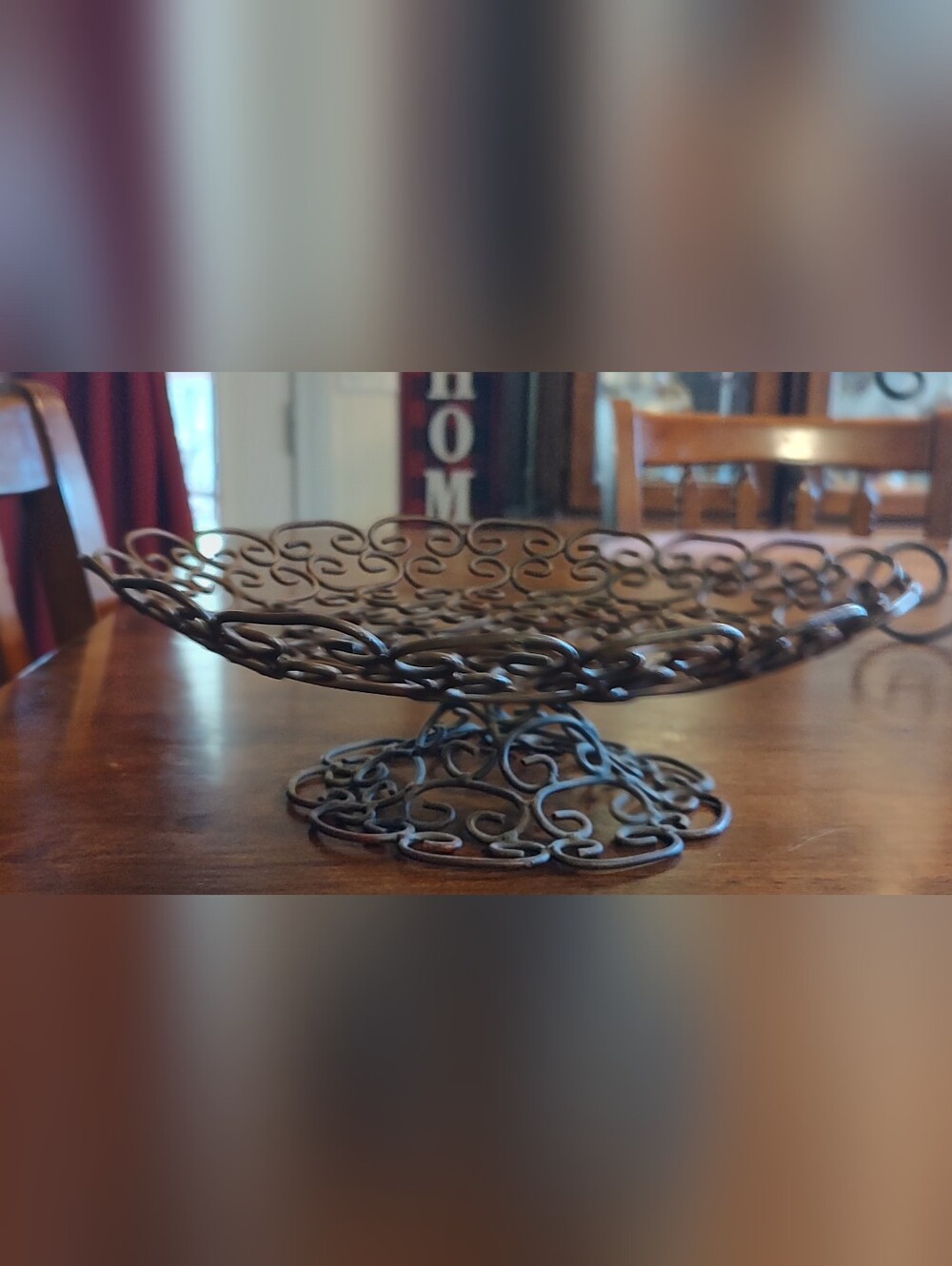 Decorative Wrought Iron Filigree Pedestal Bowl - Brown
